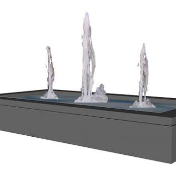 方形喷泉SU模型下载_sketchup草图大师SKP模型