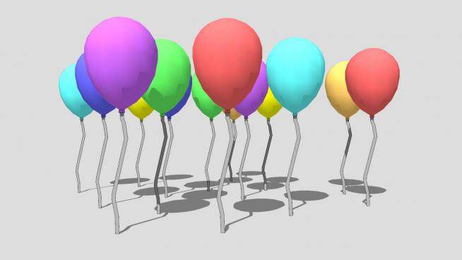 彩色气球玩具SU模型下载_sketchup草图大师SKP模型