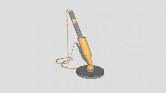 黄色蘸水式钢笔SU模型下载_sketchup草图大师SKP模型