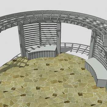 木质廊架凉棚SU模型下载_sketchup草图大师SKP模型