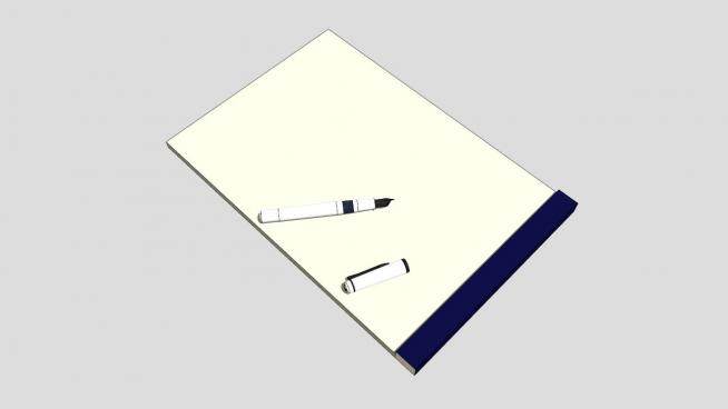 深蓝色拍纸本和钢笔SU模型下载_sketchup草图大师SKP模型