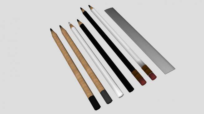 彩色铅笔和尺子SU模型下载_sketchup草图大师SKP模型