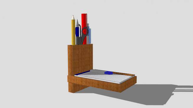 木质笔筒置物架SU模型下载_sketchup草图大师SKP模型