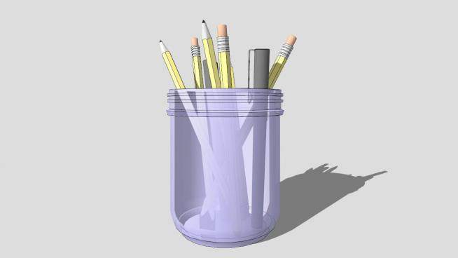 淡紫色塑料笔筒SU模型下载_sketchup草图大师SKP模型