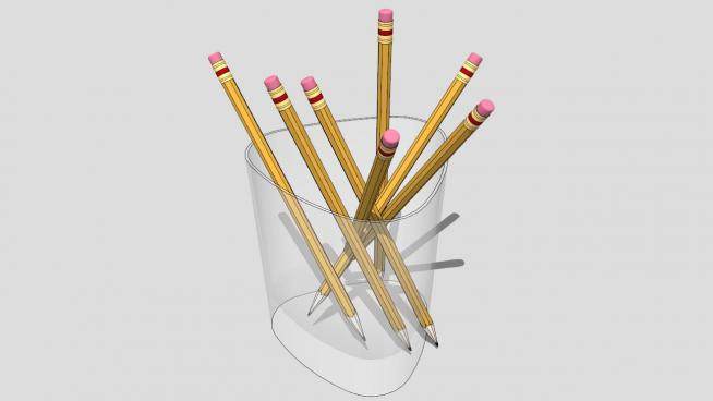 塑料三角铅笔笔筒SU模型下载_sketchup草图大师SKP模型