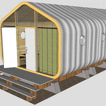 纸板屋住宅建筑SU模型下载_sketchup草图大师SKP模型