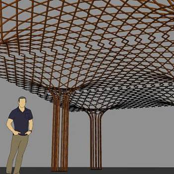 现代铁艺廊架SU模型下载_sketchup草图大师SKP模型