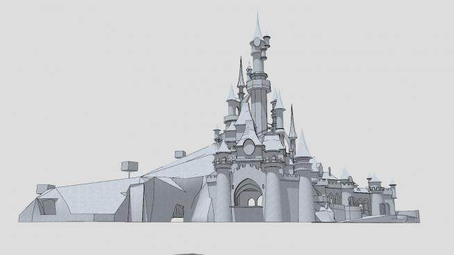欧式城堡白模外观SU模型下载_sketchup草图大师SKP模型