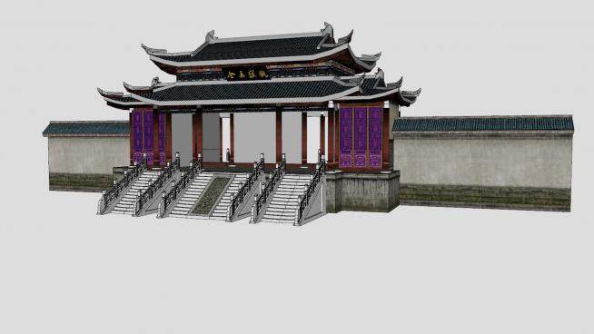 中式寺庙大门SU模型下载_sketchup草图大师SKP模型