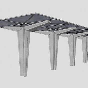 停车棚停车架SU模型下载_sketchup草图大师SKP模型