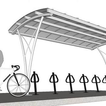 单车停车棚停车架SU模型下载_sketchup草图大师SKP模型