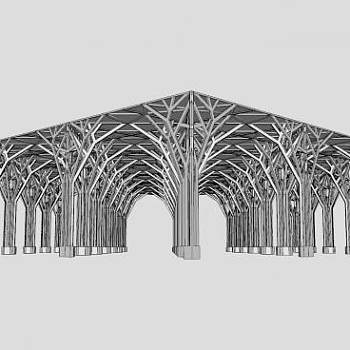 树冠长廊廊架SU模型下载_sketchup草图大师SKP模型