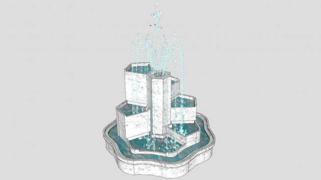 欧式流水喷泉SU模型下载_sketchup草图大师SKP模型