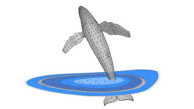跳跃的鲸鱼雕塑SU模型下载_sketchup草图大师SKP模型