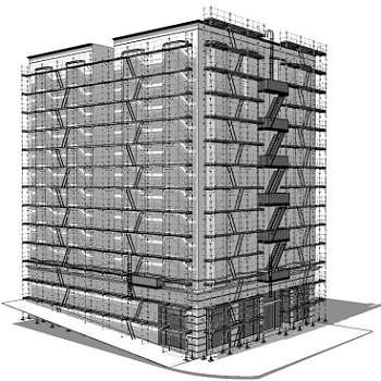 脚手架建筑楼房SU模型下载_sketchup草图大师SKP模型