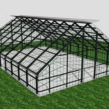 蔬菜大棚阳光玻璃大棚SU模型下载_sketchup草图大师SKP模型