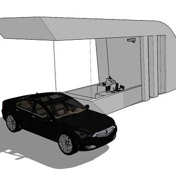 现代大门门卫亭SU模型下载_sketchup草图大师SKP模型