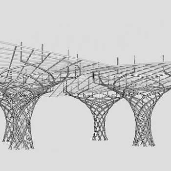 现代雕塑廊架SU模型下载_sketchup草图大师SKP模型