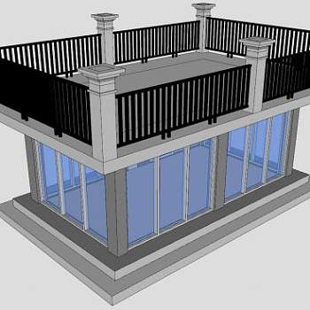 一层阳光房别墅SU模型下载_sketchup草图大师SKP模型