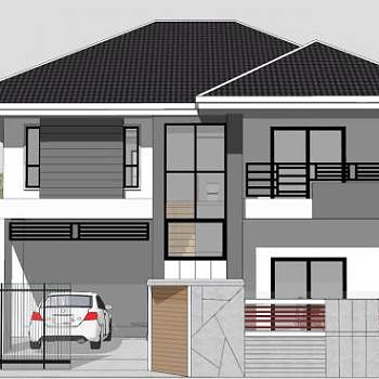 住宅别墅立面房子SU模型下载_sketchup草图大师SKP模型