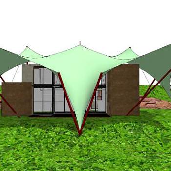 张拉膜别墅SU模型下载_sketchup草图大师SKP模型