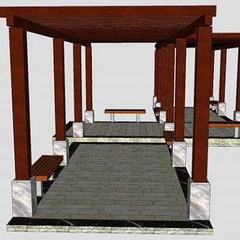 现代连廊廊架SU模型下载_sketchup草图大师SKP模型