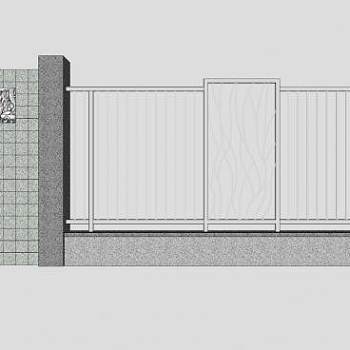 现代围墙带花纹栏杆SU模型下载_sketchup草图大师SKP模型