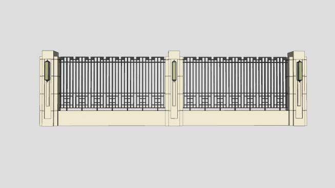 欧式景观围墙铁栏杆围墙SU模型下载_sketchup草图大师SKP模型