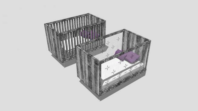 现代创意宝宝婴儿床SU模型下载_sketchup草图大师SKP模型