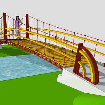 特色园林小桥桥梁SU模型下载_sketchup草图大师SKP模型