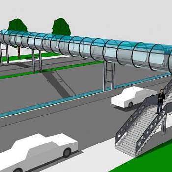 管道状人行天桥SU模型下载_sketchup草图大师SKP模型