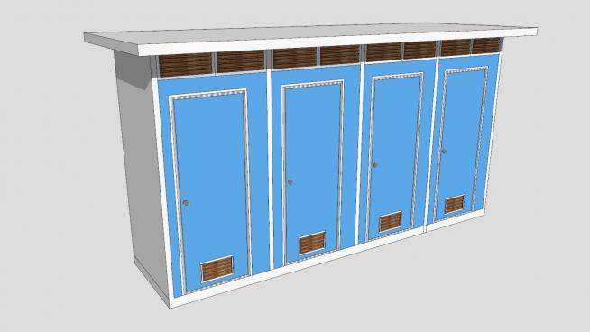 简易一排的公厕厕所SU模型下载_sketchup草图大师SKP模型