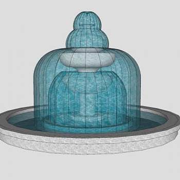 人工流水喷泉SU模型下载_sketchup草图大师SKP模型