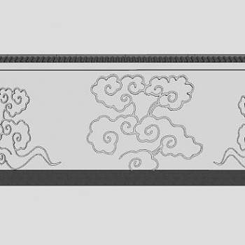 中式祥云景墙围墙SU模型下载_sketchup草图大师SKP模型