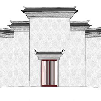 中式建筑马头墙SU模型下载_sketchup草图大师SKP模型