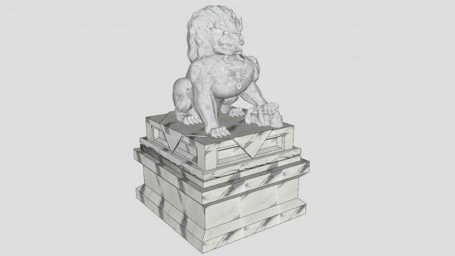石雕狮子雕塑SU模型下载_sketchup草图大师SKP模型