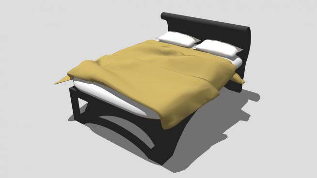 木质北欧白色床铺双人床SU模型下载_sketchup草图大师SKP模型
