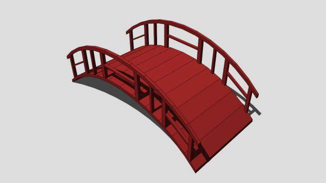 中式红色拱桥SU模型下载_sketchup草图大师SKP模型