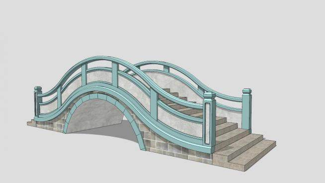 中式单孔景观桥石拱桥SU模型下载_sketchup草图大师SKP模型