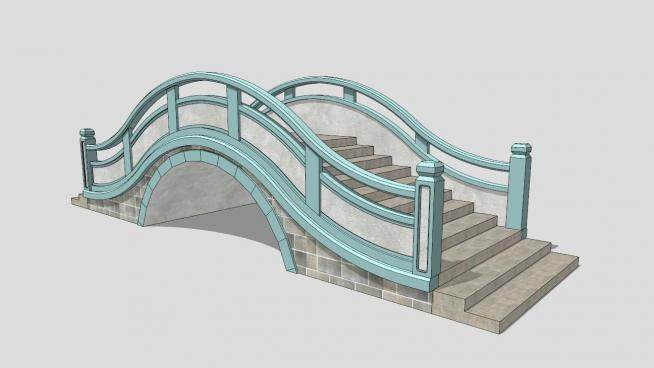 中式弧形景观桥拱桥SU模型下载_sketchup草图大师SKP模型