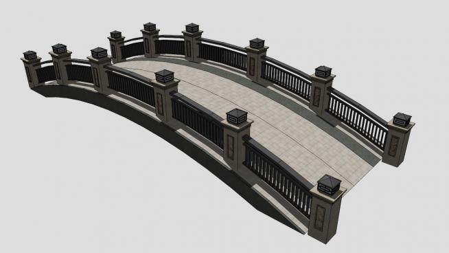 新中式弧形石拱桥SU模型下载_sketchup草图大师SKP模型