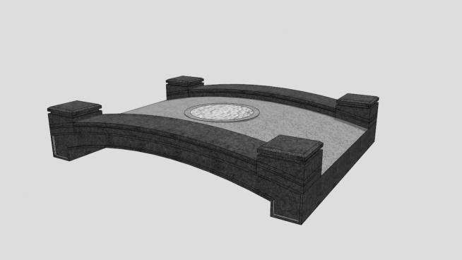 新中式黑色弧形石拱桥SU模型下载_sketchup草图大师SKP模型