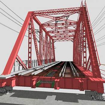 中山桥桁架SU模型下载_sketchup草图大师SKP模型