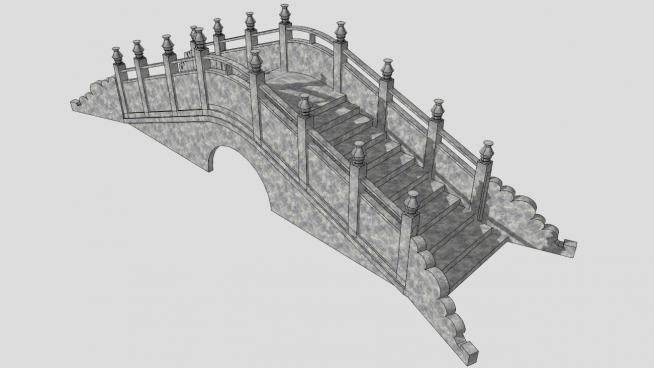 新中式景观桥石拱桥SU模型下载_sketchup草图大师SKP模型
