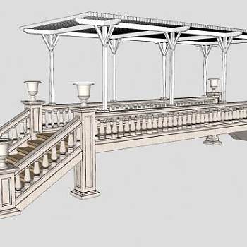 欧式廊桥SU模型下载_sketchup草图大师SKP模型