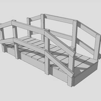 白色小型木桥SU模型下载_sketchup草图大师SKP模型