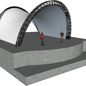 广场舞台桁架廊架挡棚SU模型下载_sketchup草图大师SKP模型