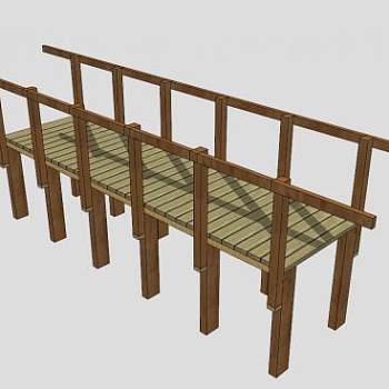 景观防腐木桥SU模型下载_sketchup草图大师SKP模型