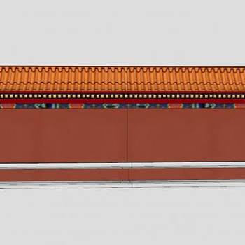 皇宫深宫城墙红砖墙围墙SU模型下载_sketchup草图大师SKP模型