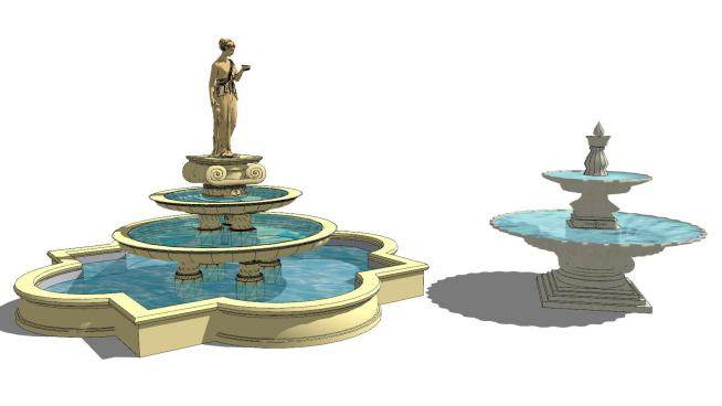 欧式人物喷泉水景SU模型下载_sketchup草图大师SKP模型